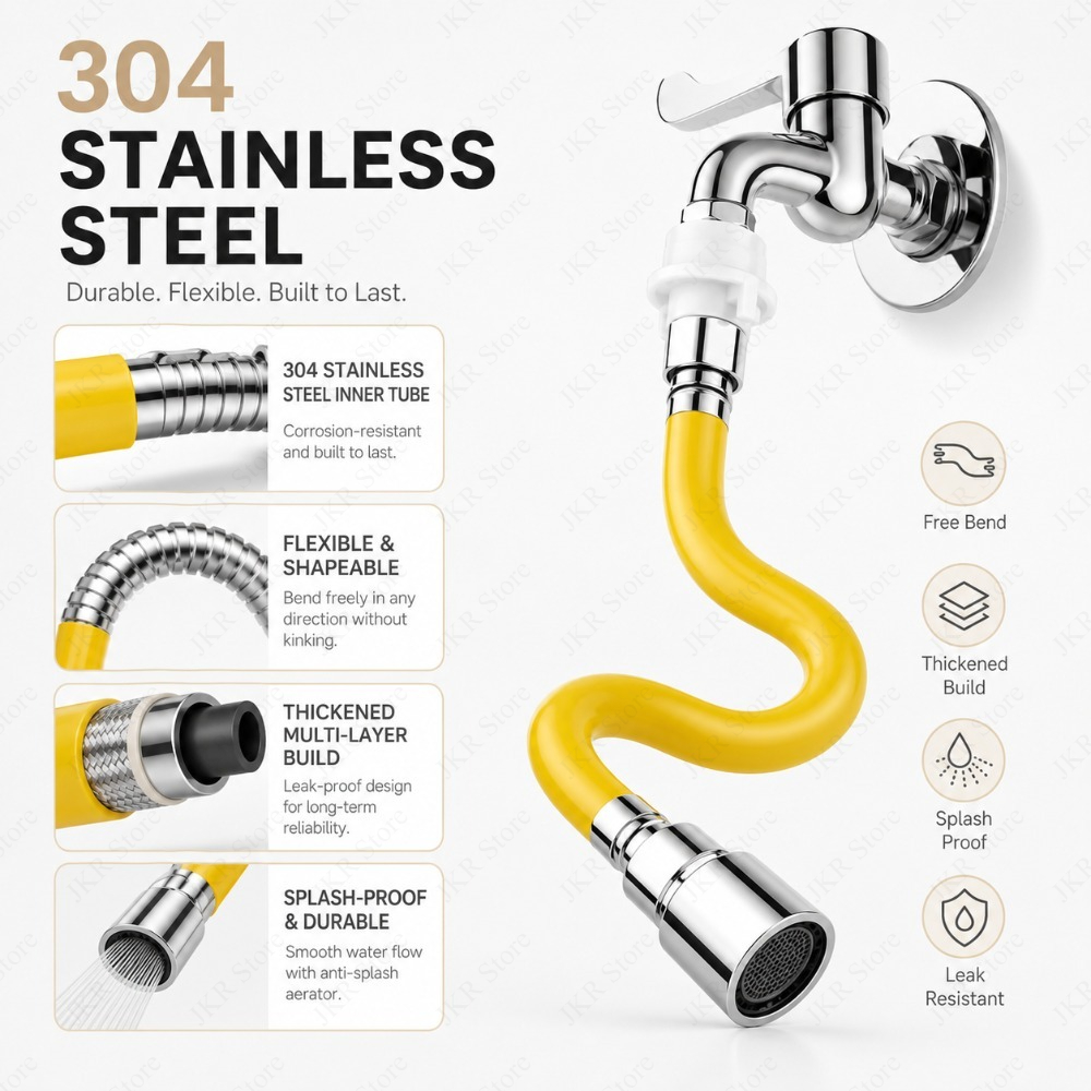 Flexible Hose Braided - Regulowany przedłużacz do kranu ze stali